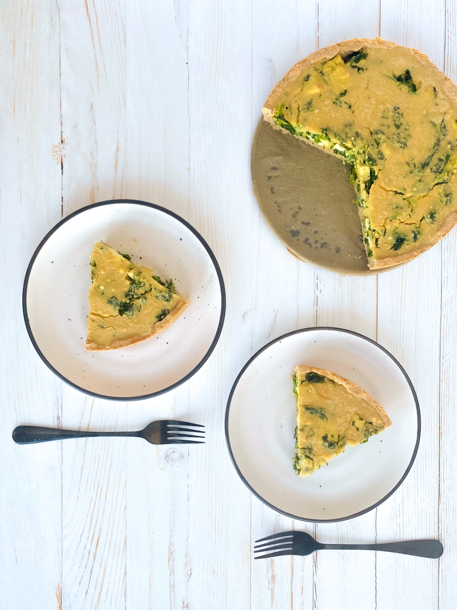 Vegan Spinach Quiche + Spelt Crust