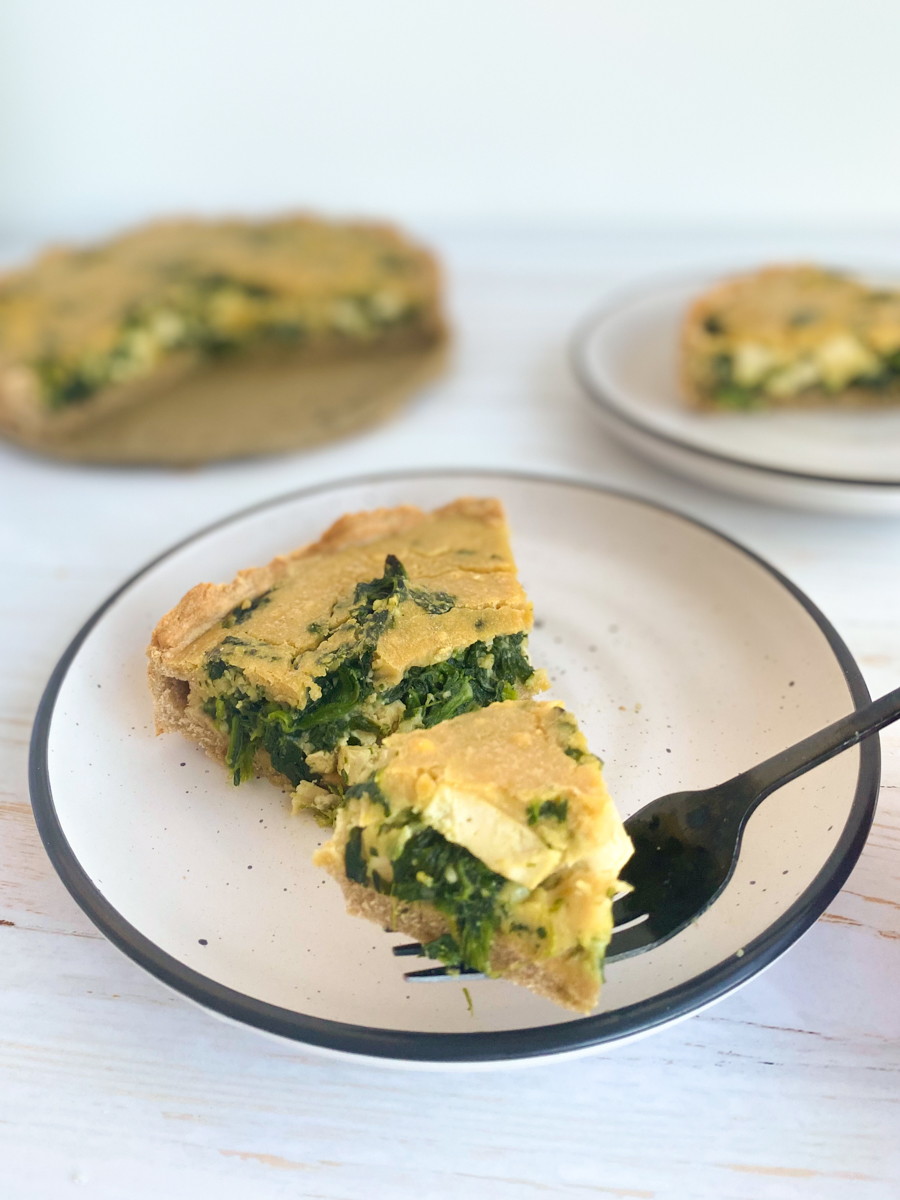 Vegan Spinach Quiche + Spelt Crust